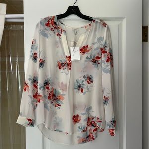 NWT joie silk blouse w flowers size large